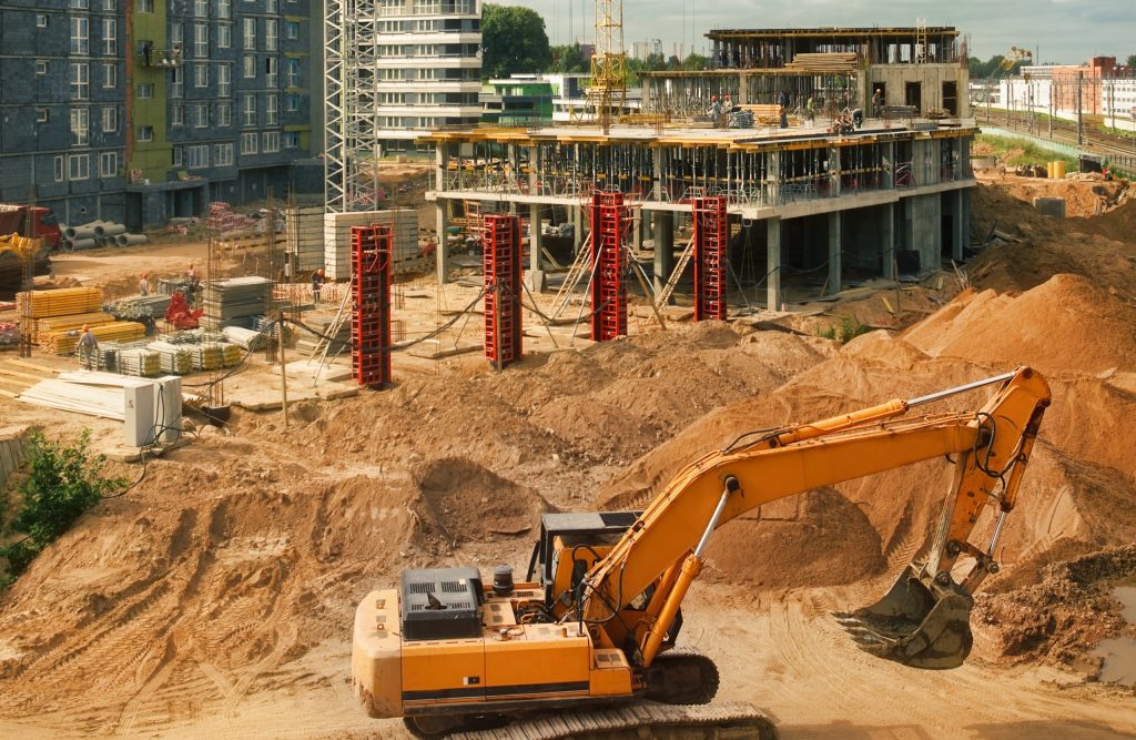 excavator on construction site
