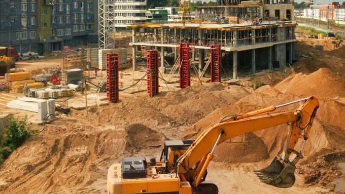 excavator on construction site